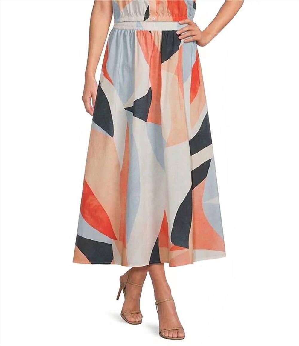 NEW ELAN solene abstract maxi skirt in multi prism